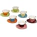 Tea and Coffee Cups with Saucers (Set of 6) by Classic Coffee & Tea|Charming, Inside Out Heart Shaped Cups Saucers|Fine Porcelain In 6 Colors with Gold Plated Ends & Handles|Great Gift Idea|6.5 oz