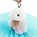 KUMEED Rex Rabbit Bunny Keychain Easter Rabbit Fur Fluffy Cute Pom Pom Key Ring Pendant Key Chains for Women Girl Bag Handbag Car Decoration Multicolor