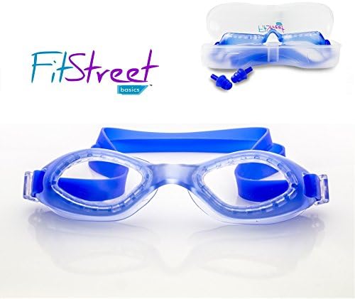 FitStreet Basics Anti Fog UV Protection Swimming Goggles with Waterproof Case, Earplugs and Adjustable Silicone Strap