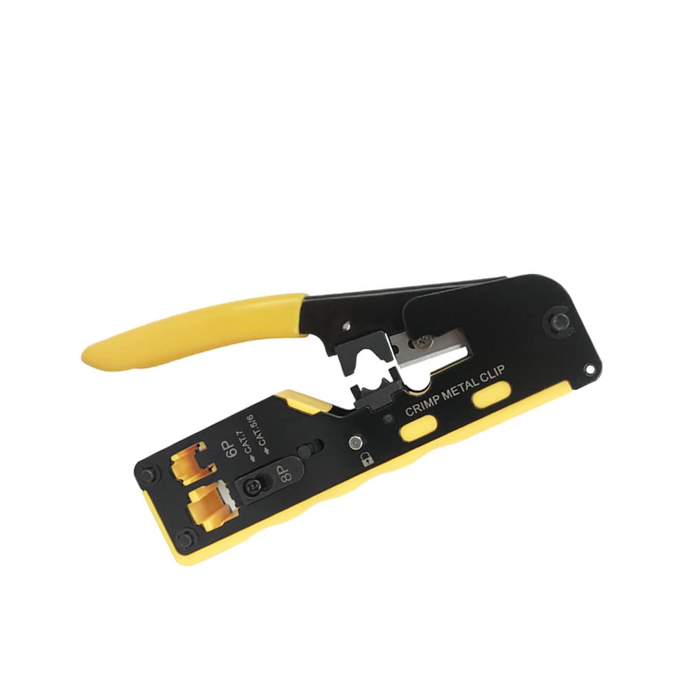 RJ45 Pass Through Crimp Tool, RJ45 Cat5 Cat6 Cat7 Crimping Tool, RJ11 Crimping Tool, Ethernet Network Cable Crimper Stripper, Modular Crimping Equipment Mini Tool Pliers