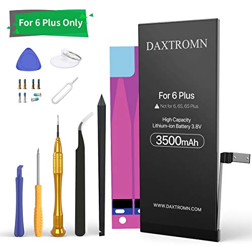 DAXTROMN 3500mAh Battery for iPhone 6 Plus, High Capacity Replacement Battery 0 Cycle, with Complete Repair Tool Kits and Adhesive Strips - 24-Month Warranty DAXTROMN 3500mAh Battery for iPhone 6 Plus, High Capacity Replacement Battery 0 Cycle, with Complete Repair Tool Kits and Adhesive Strips - 24-Month Warranty