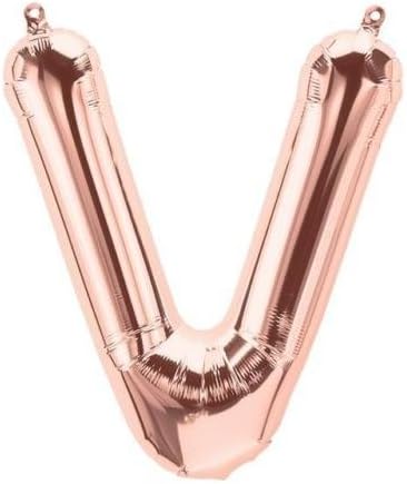 DecorativeConceptsUK 16" ROSE GOLD LETTERS & NUMBERS BALLOONS BIRTHDAY ANNIVERSARY DECORATION (16" ROSE GOLD LETTER - V)