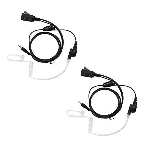 Lot 2 x Coodio Surveillance Earpiece VOX/PTT Headset Bodyguard FBI [Covert Acoustic Tube] Mic Microphone For 1 Pin Cobra MicroTalk 2 Way Radio Walkie Talkie