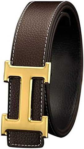 H-Style Coffee Belt Gold Buckle Casual For Men