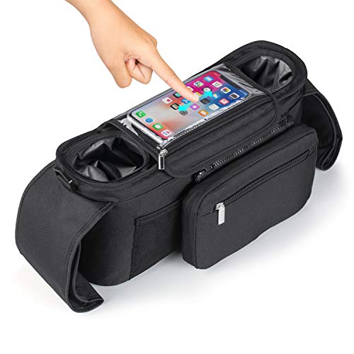 Universal Stroller Organizer [Upgraded] for Smarter Mom with Premium Deep Insulated Cup Holder,Pulaisen Stroller Accessories Bag with 2 Insulated Bottle Holders,for Bottle,Diaper,Phone,Toys,Snack etc - Thumbnail 4