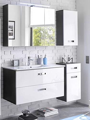 Froschkonig24 Manhattan Badezimmer Set Komplettset Badmobel Badezimmermobel Grau Weiss Amazon De Kuche Haushalt