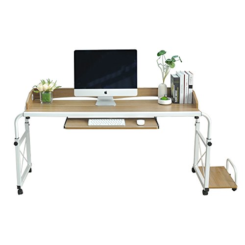Soges Mobile Overbed Table 55 inches Laptop Cart Hospitable Bed Table