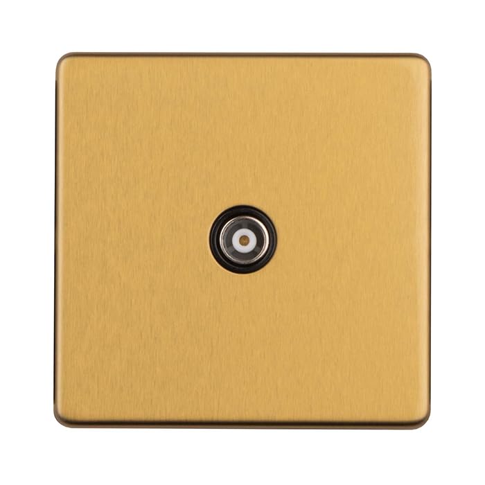 1 GANG ISOLATED TV FLAT CONCEALED SATIN BRASS PLATE