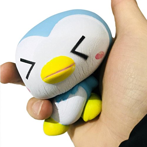 Gocheaper Squishy Toys,9.5cm Cute Penguin Cartoon Scented Slow Rising Squeeze Toy Charm Stress Reliever (Sky Blue)