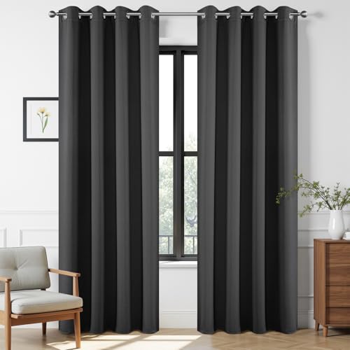 Joydeco Blackout Curtains 120 Inch Length 2 Panels Set, Thermal Insulated Long Curtains& Drapes 2 Burg, Christmas Curtains for Living Room Bedroom Window