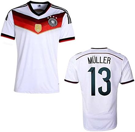 TTP Sport Germany Soccer Jersey Football Shirts One Set 2014-2015 Size : Medium - (#7cc012)-no.13 Muller + Multicolor Socks (1 Pair)