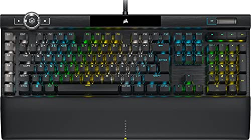 Corsair K100 RGB Optical-Mechanical Gaming Keyboard (Corsair OPX Optical Keyswitches: Hyper-Fast & Linear, Per-Key Backlighting, Leatherette Palm Rest