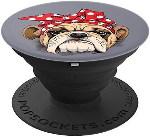 Cute Bulldog with Red Bandana For Dog Lovers - PopSockets Grip and Stand for Phones and Tablets