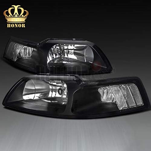 honor JD 99-04 Ford Mustang Black Headlights+Clear Corners