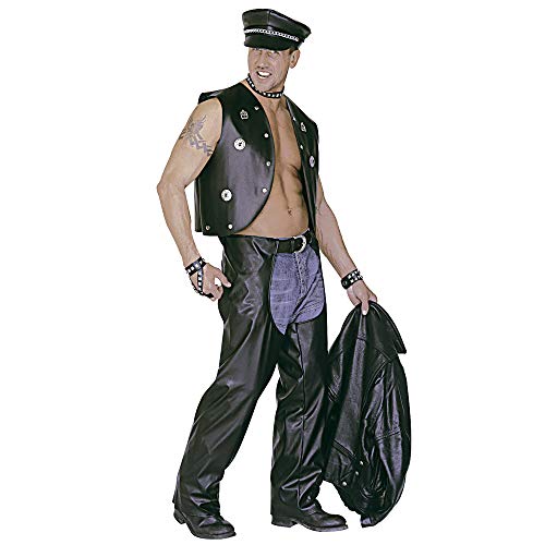 XL Biker Chaps Black Leatherlook Costume Extra Large For Wild West Cowboy Fancy