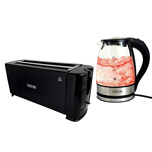 Voche 1.7 Litre 2200W Fast Boil Dual Illuminated Cordless Electric Jug Kettle + 4 Slice Toaster Set