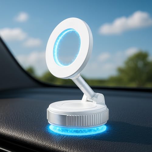 Kandonex Magnetische Handyhalterung Auto 360° Saugnapfhalter Für Armaturenbrett Und Scheibe Kfz Halter Car Phone Holder Für Iphone 17 Pro Max Und Iphone 17 Magsafe Ring Kompatibel Im Pkw Weiß Zf71