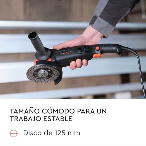 Angle Grinder GL-125S 125mm 860W - Variable Speed 4000-11000 RPM, Soft Start, 3m Cable, M14 Thread, Auxiliary Grip, RS Dust Protection, by Dnipro-M