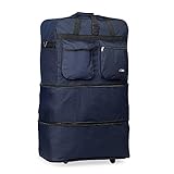 Rolling Wheeled Duffle/duffel Bag/spinner Suitcase Luggage Expandable (36 inch, Navy)