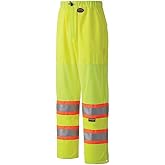 Pioneer Hi Vis Lightweight Traffic Safety Work Pants for Men & Women - Reflective Tape - Leg Zippers - Yellow/Green