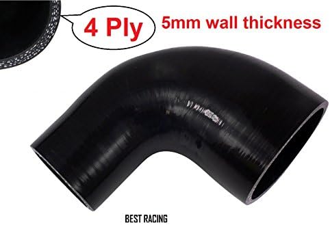 Black 2" to 2.5" 90 Degree Reducer Silicone Hose 51mm-63mm Turbo