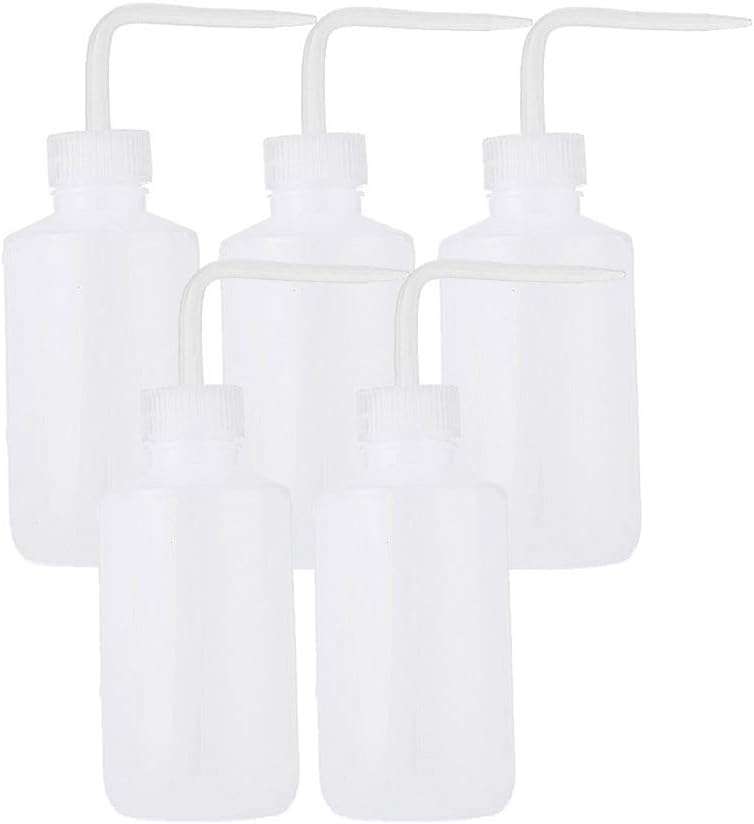 RMISODO 5 Pieces 250ml Safety Wash Bottle Plastic Squeeze Tattoo Bottle Diffuser with Scale for Chemistry Industry Lab Gardening