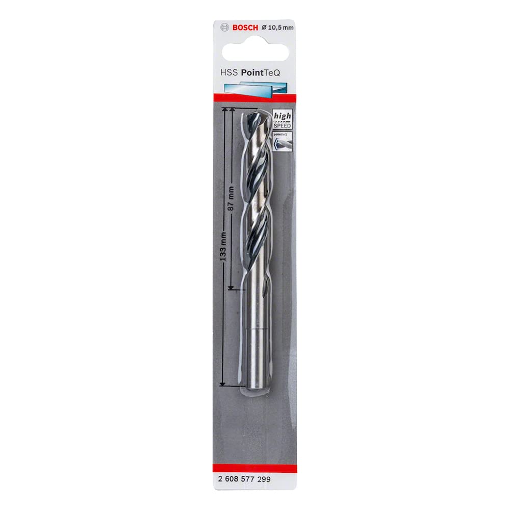 Bosch Professional PointTeQ HSS Twist Drill Bit (for Metal, Reduced Shank, 10.5 x 87 x 133 mm, Accessories for Drill Driver)