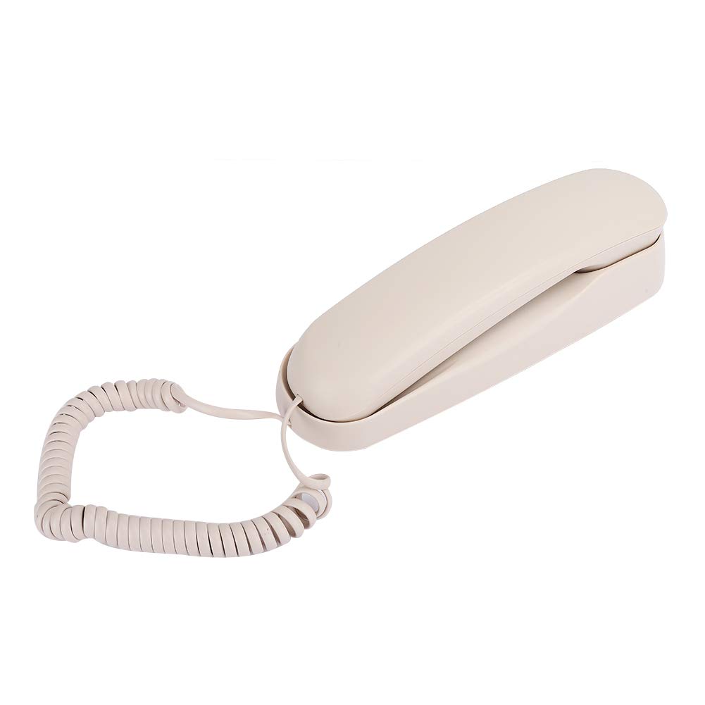 Landline Telephone, TC-990 ABS Landline Phone Table Mountable Dual Purpose Corded Telephone Hotel Telephone Fixed Landline Beige for Hotel Home Office