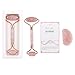 Jade Roller for Face, 100% Real Natural Rose Quartz Face Roller Massage Tool Noiseless and Anti Aging Facial Stone Roller and Gua Sha for Body Lymphatic Drainage, Wrinkles, Puffiness, and Fine Lines