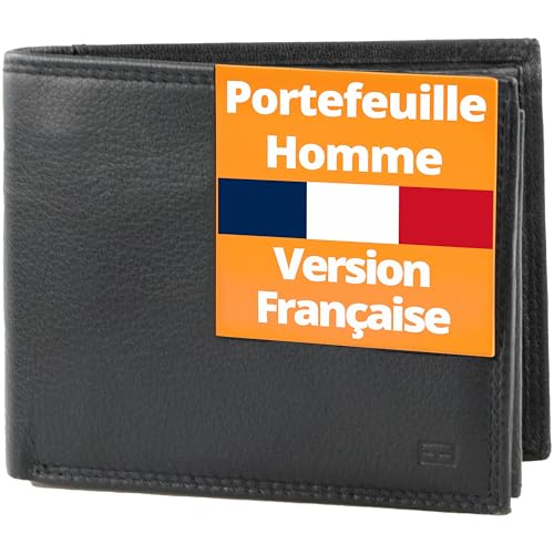 Garzini - Men's Leather Wallet - Classic Coin Purse - 15 Cards and Money Pocket - RFID Protection Card Holder - Men's Gift with Gift Box - Black