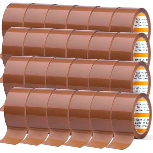 m-office Nastro Adesivo, Nastro Adesivo Marrone da Imballaggio, Rotolo di Nastro per Scatole da Imballaggio, Spedizioni, Traslochi e Artigianato, Sigillo Sicuro e Resistente (24 unita, 48mmx66m)