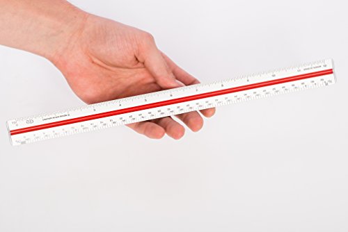 Aluminum Triangular Architect Scale â€” US Standard Imperial Scale 12" with protective ends and Color Coded Grooves - 6 Dimensions