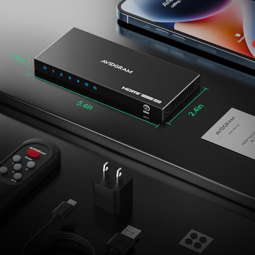 HDMI Switch 4K 60Hz, AVIDGRAM HDMI 2.0 Switch 4 in 1 Out, 4 Port HDMI Selector Box with IR Remote Control Support HDCP 2.2 HDR10 3D 18Gbps for Xbox PS4 Roku HDTV Monitor