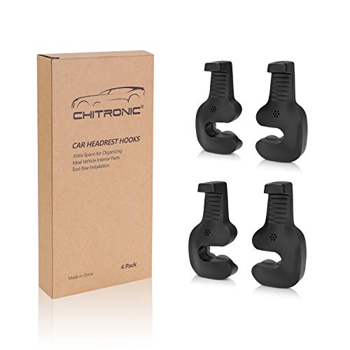 image for CHITRONIC 4 PCS Universal Car Seat Back Headrest Hanger Hooks Storage 