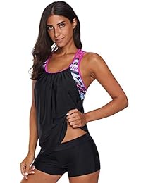 Bañador para dama de talla grande, color Bloque Tankini Top