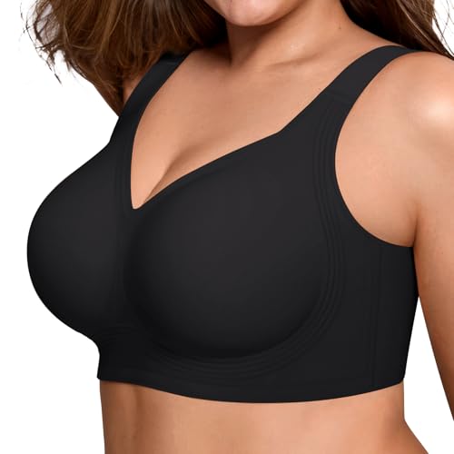LetsJoli Bras for Women Supportive Wireless Push Up Bra Full Coverage No Underwear Seamless Plus Size for Older Women