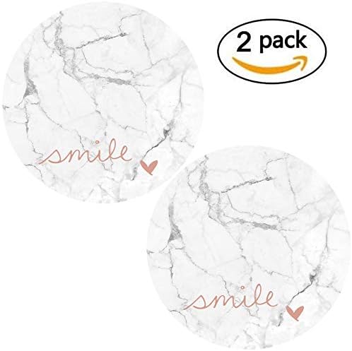 njsaax 2 Pack Stretch Phone Holder Expanding Stand and Grip for Smartphones and Tablets - White Marble Rose Gold Smile Heart