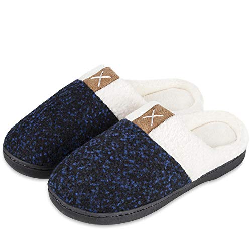 Women's Memory Foam Slippers Comfort Wool-Like Plush Fleece Lined House Shoes for Indoor & Outdoor