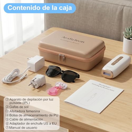 AraSyleon Sapphire Cooling IPL Epilator For Men And Women | Large Light Window, 5 Energy Levels, Includes Protective Glasses, Razor and Storage Bag