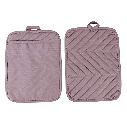Anyi Oven Pot Holders with Pocket, 100% Cotton Oven Mitts Oven Pads with Feature of Heat Resistant Potholders Non Slip for Cooking Baking, Set of 3 (Grey)