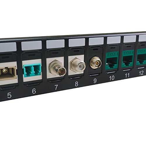 LINKOMM 1U 19" 24-Port RJ45 Blank Keystone Jack Patch Panel with Rear Cable Management for Ethernet Cabling, Black