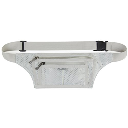 White Cloud Polyester with Waterproofing Coating Casual Multifunctional Waist Bag Packs for Women Men Silver