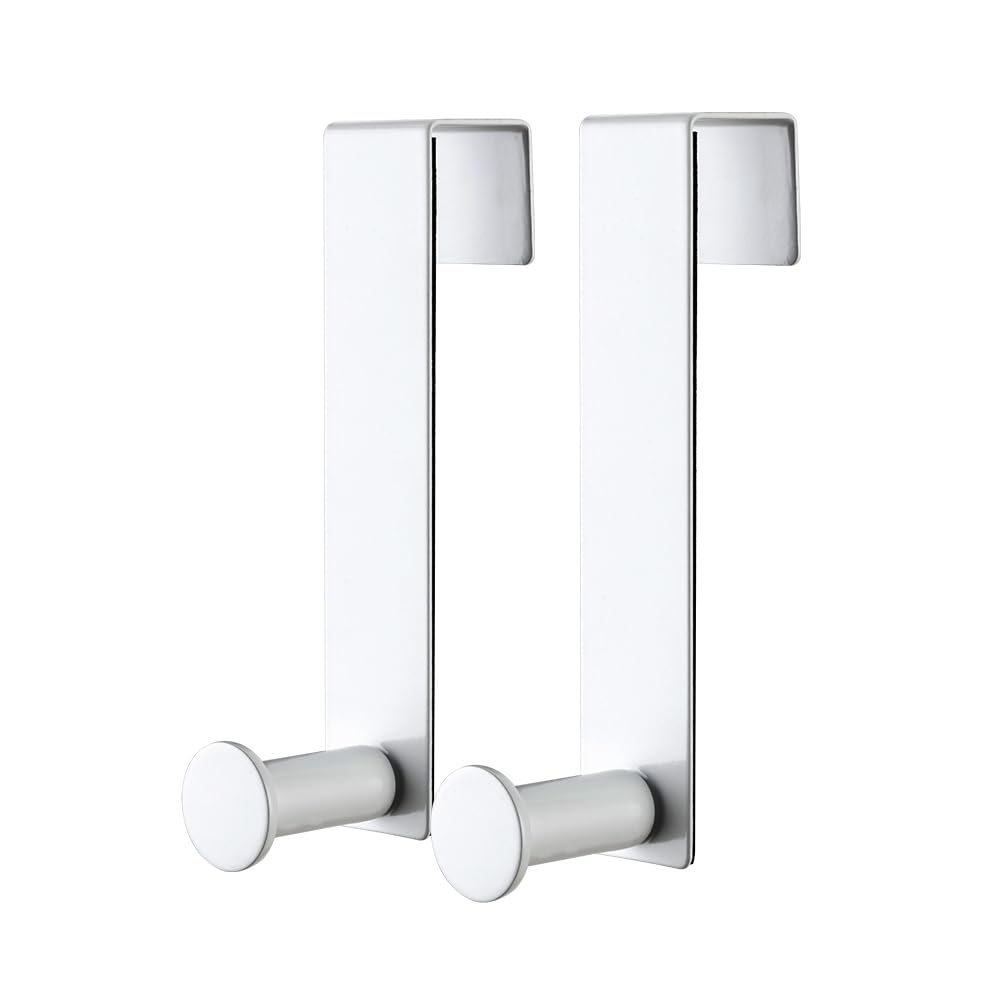 Photo 1 of Hooks for Cabinets and Cupboards Doors, Shower Hooks Towel Hanger for Glass Door, Towel Hooks for Kitchen Bathroom Cabinets Cupboards, Stainless Steel Utility Hooks, Pack of 2, White