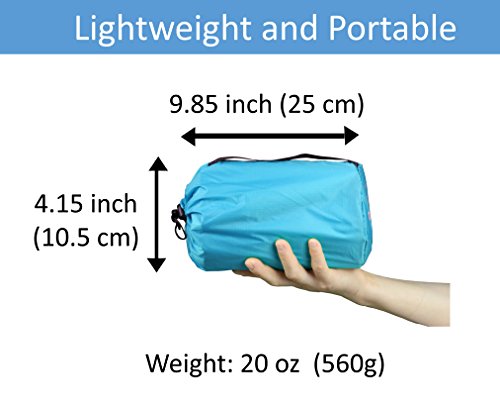 Ultralight Sleeping Pad, Inflating Camping Mattress w/Air Pump Dry Sack Bag - Compact Lightweight Camp Mat, Inflatable Backpacking Gear as Tent Pads (Teal Blue with Built-in Pillow)