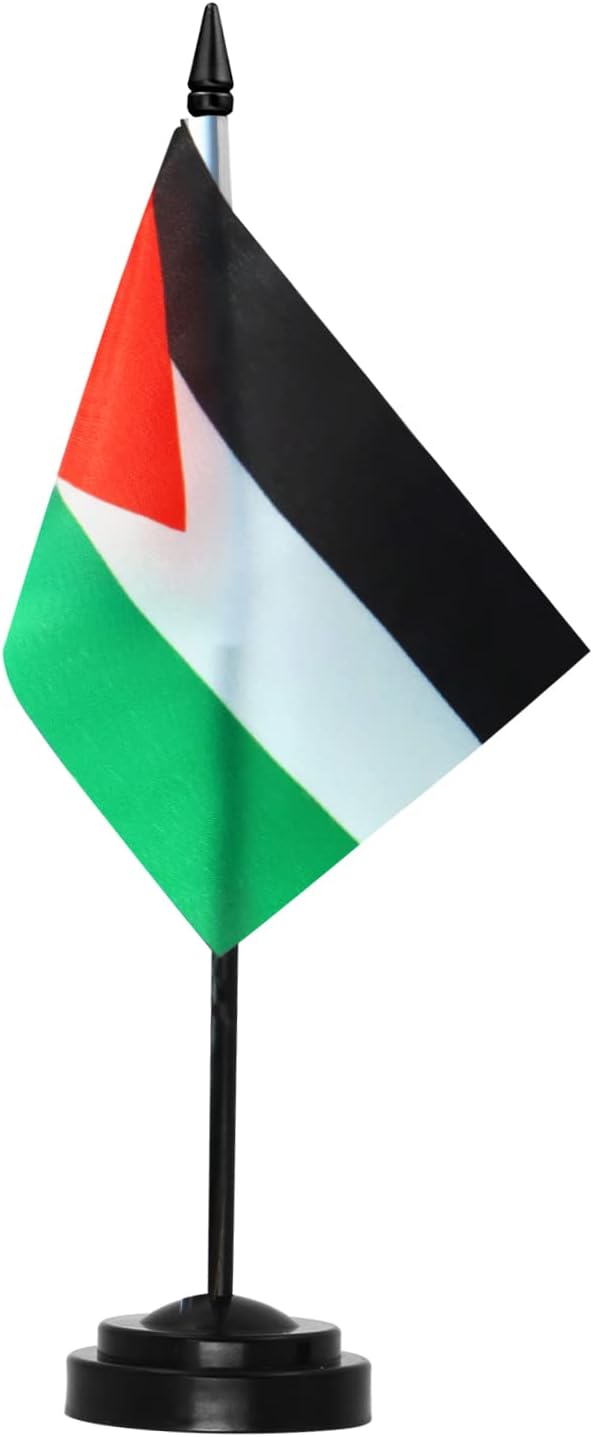 Flags - Anley Palestine Deluxe Desk Flag Set - 6 x 4 Inch Miniature Palestinian PS Desktop Flag with 12