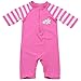 BAOHULU Girls One Piece Flower Print Stripe Stiching Swim Rashguard Sunsuit UPF 50+ UV Protective Swimwear