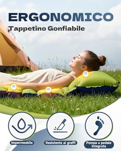 Rgaden Esterilla Camping Autohinchable Ultraligera, Colchoneta Camping Portátil Resistente, Colchón Autohinchable Inflable Multiusos para Senderismo, Acampada y Actividades al Aire Libre