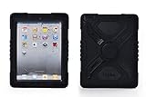 Pepkoo Ipad 2/3/4 Case Plastic Kid Proof Extreme Duty Dual Protective Back Cover with Kickstand and Sticker for Ipad 4/3/2 - Rainproof Sandproof Dust-proof Shockproof (Black/black)