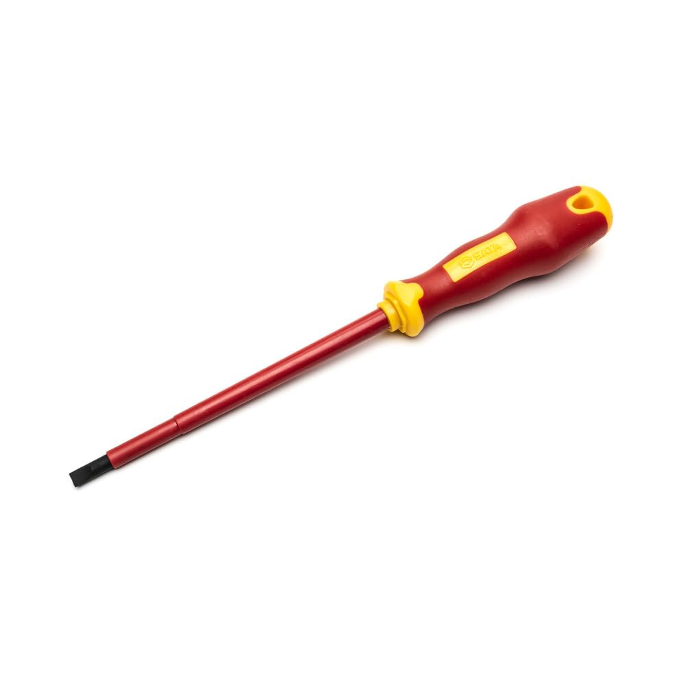 SATA ST61325SC VDE Insulated Electricians 6.5mm Slotted Head Screwdriver with VDE Handle and S2 Steel Blade, 6.5x150mm
