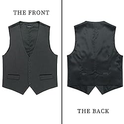 HISDERN Gray Mens Vest Formal Business Suit Vest